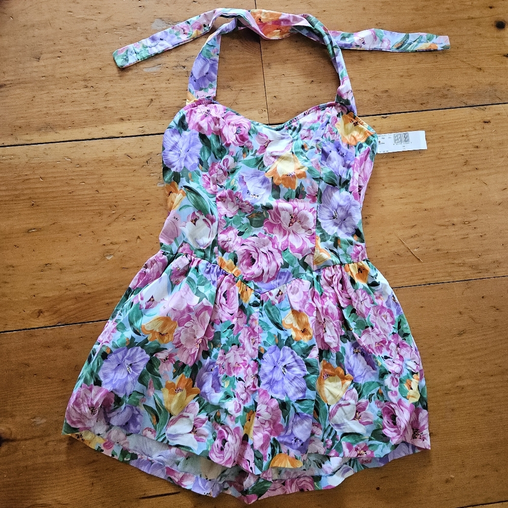 Authentic Vintage LINEN New W/Tags ROMPER or SWIM Suit